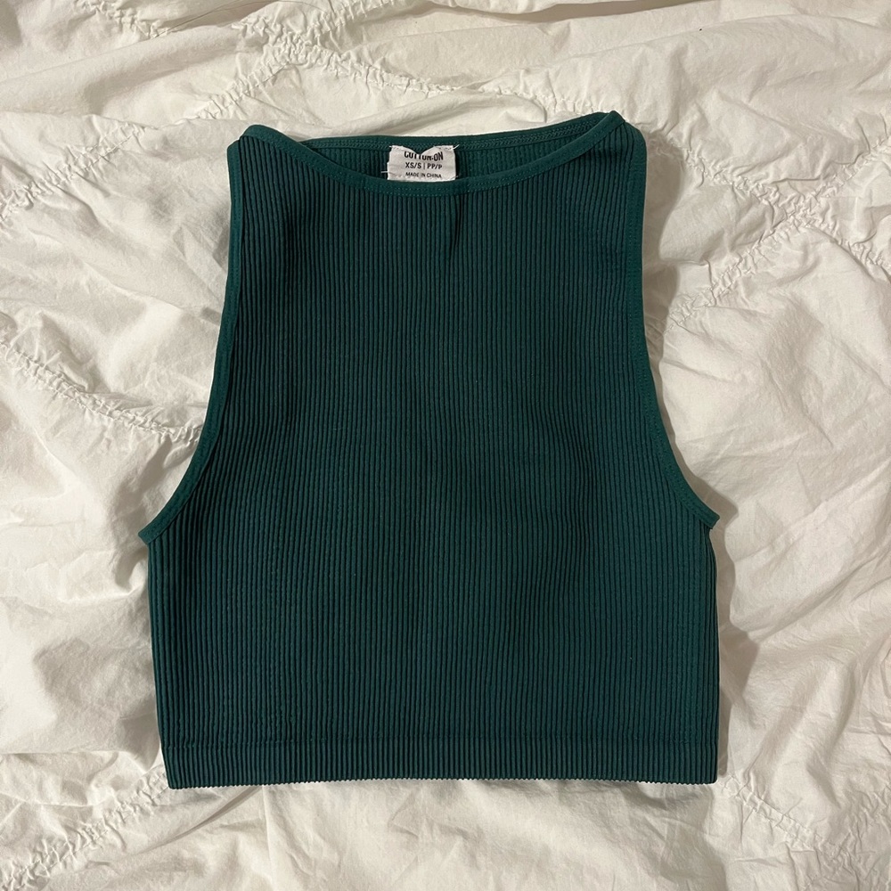 Seamless High Neck Ribbed Tank